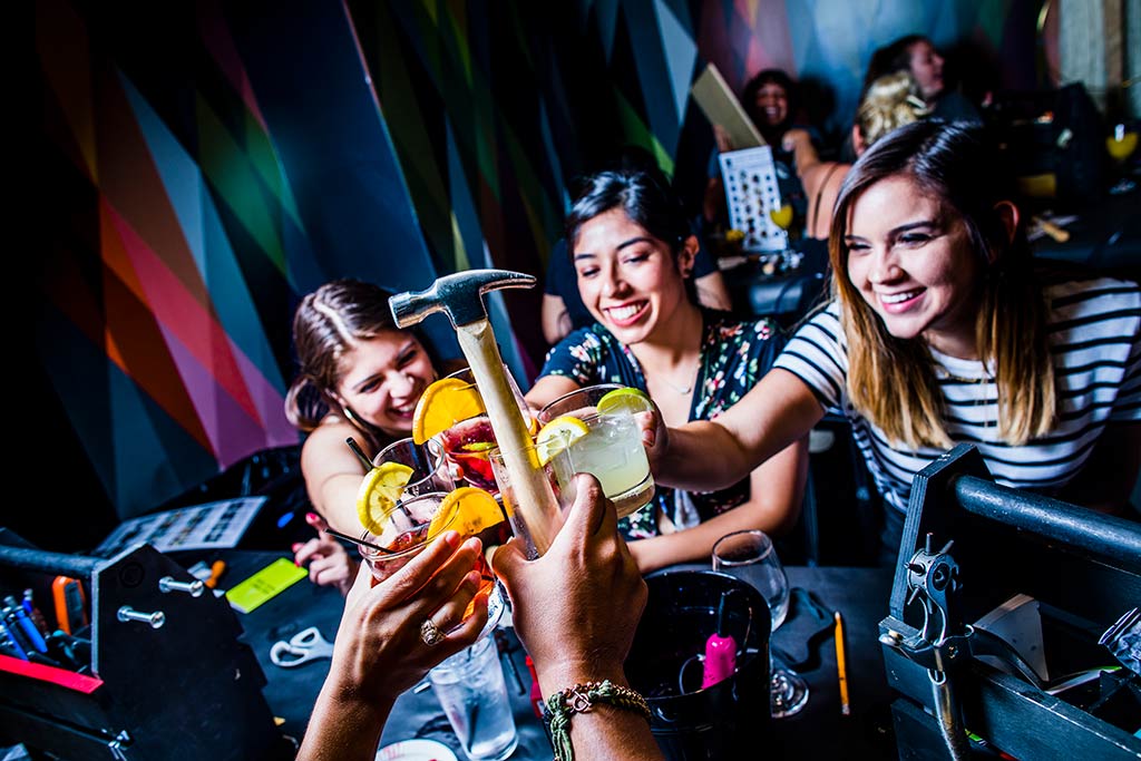 Cheersing at a DIY Craft Bar